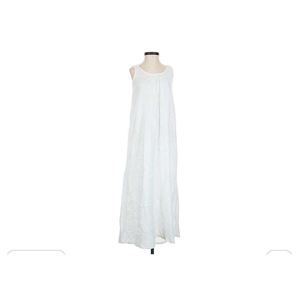 NWOT Faherty Organic Cotton Tie Back Midi Dress White Sz S Sleeveless Boho Beach